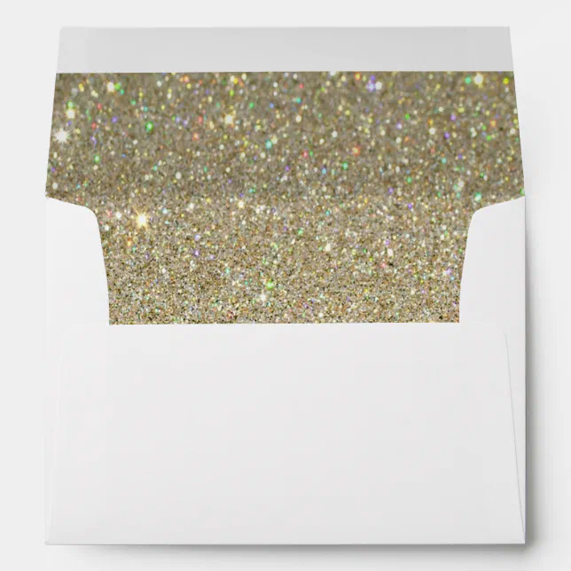 White Envelope, Gold Glitter Lined Envelope | Zazzle