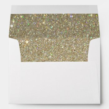White Envelope  Gold Glitter Lined Envelope by Mintleafstudio at Zazzle