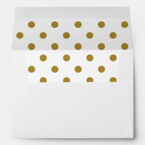 White Envelope Gold Polkadot Lined Envelope