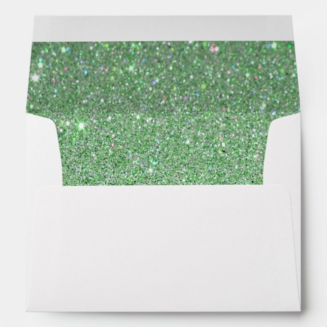 White Envelope, Green Glitter Lined Envelope (Back (Bottom))