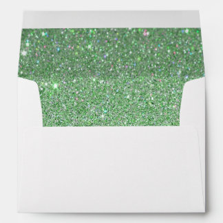 White Envelope, Green Glitter Lined Envelope