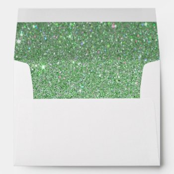 White Envelope  Green Glitter Lined Envelope by Mintleafstudio at Zazzle