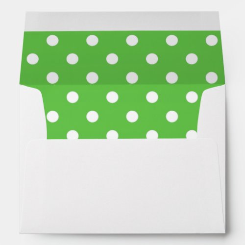 White Envelope Green Polka Dot Lined Envelope