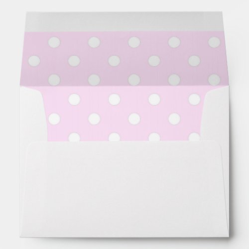 White Envelope Light Pink Polka Dot Lined Envelope