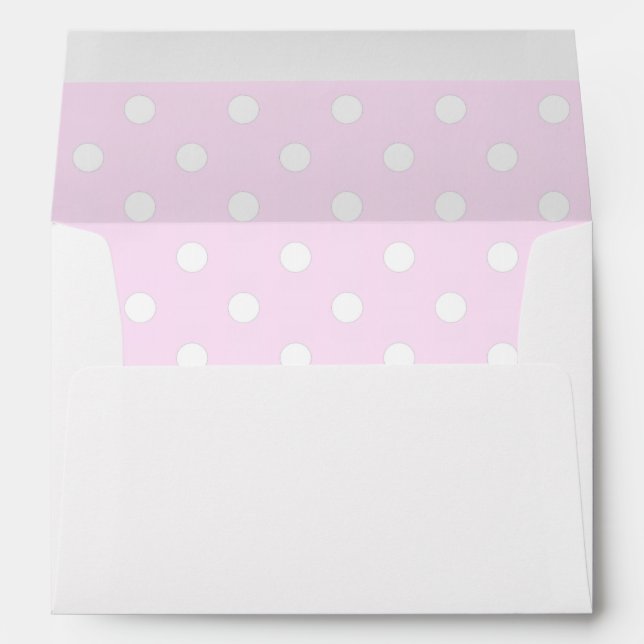 White Envelope, Light Pink Polka Dot Lined Envelope (Back (Bottom))