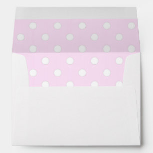 White Envelope, Light Pink Polka Dot Lined Envelope
