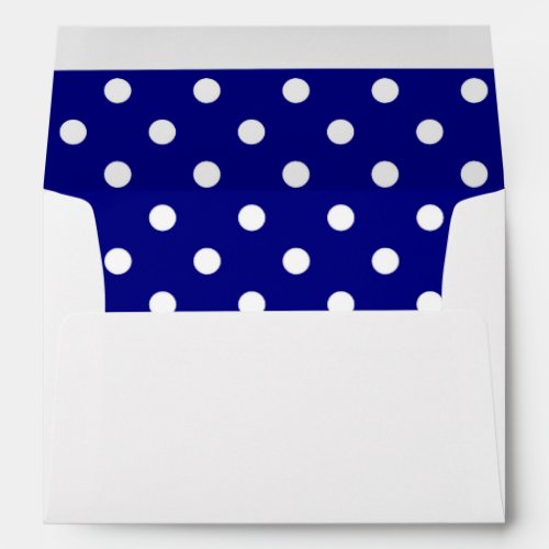 White Envelope Navy Blue Polka Dot Lined Envelope