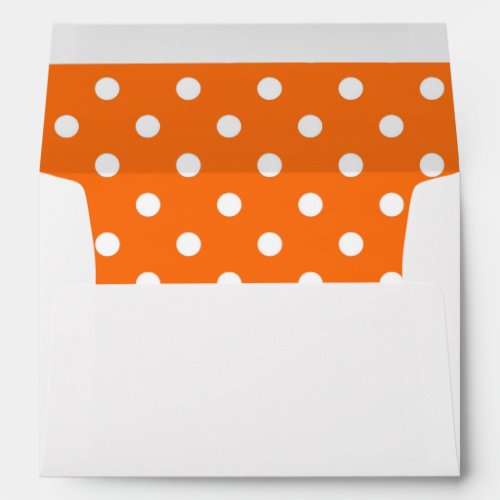 White Envelope Orange Polka Dot Lined Envelope