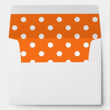 White Envelope  Orange Polka Dot Lined Envelope by Mintleafstudio at Zazzle
