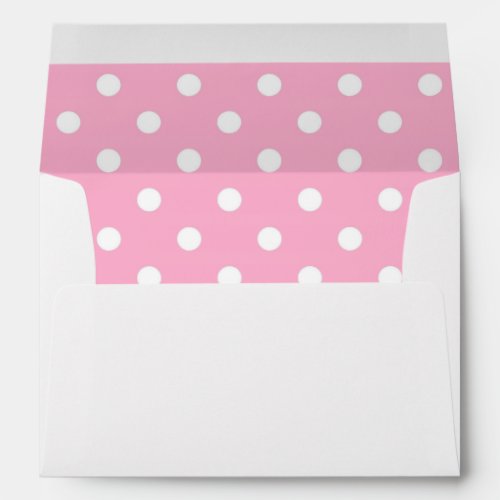 White Envelope Pink Polka Dot Lined Envelope