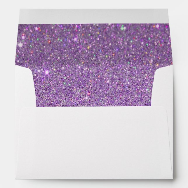 White Envelope, Purple Glitter Lined Envelope (Back (Bottom))