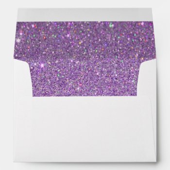 White Envelope  Purple Glitter Lined Envelope by Mintleafstudio at Zazzle
