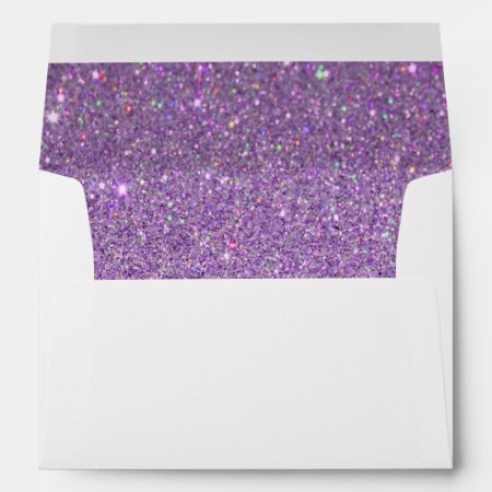 White Envelope, Purple Glitter Lined Envelope