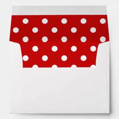 White Envelope Red Polka Dot Lined Envelope