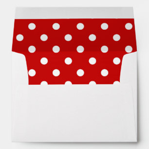 White Envelope, Red Polka Dot Lined Envelope