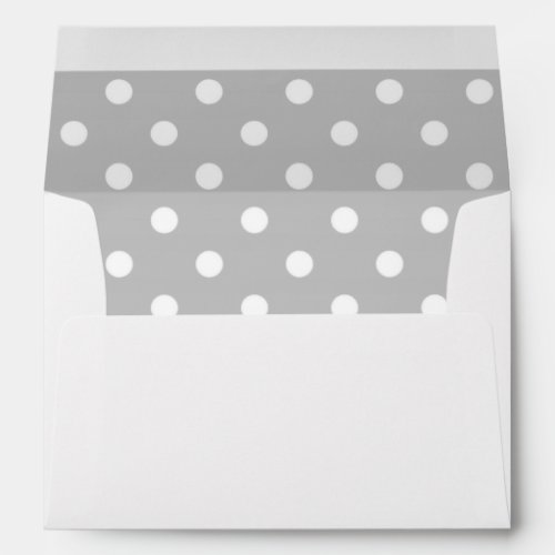 White Envelope Silver Gray Polka Dot Lined Envelope