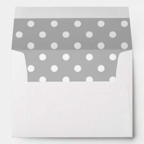 White Envelope Silver Grey Polka Dot Lined Envelope