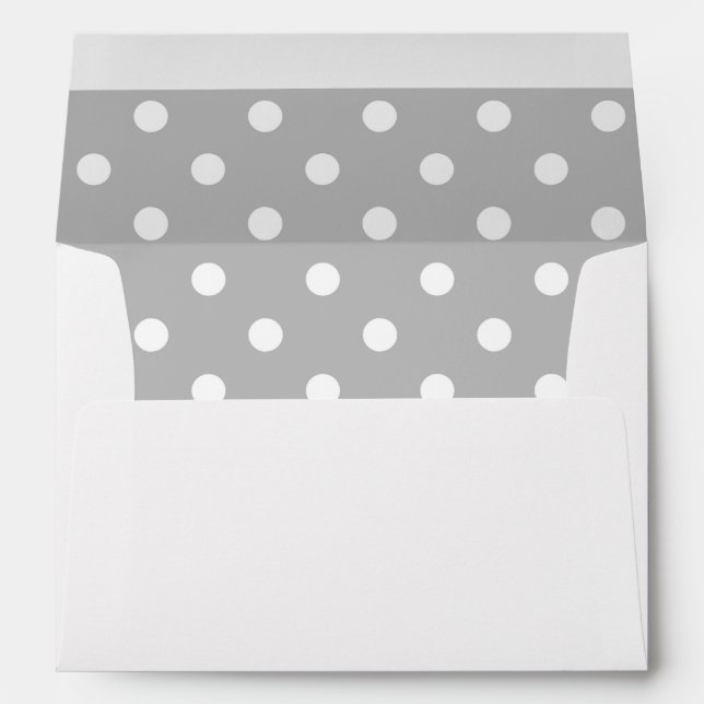 White Envelope, Silver Grey Polka Dot Lined Envelope (Back (Bottom))