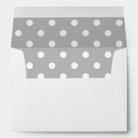 White Envelope, Silver Grey Polka Dot Lined Envelope