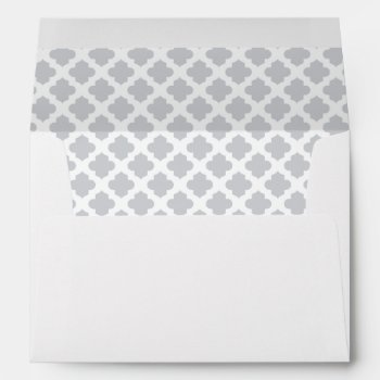 White Envelope Silver Quatrefoil Lined by Mintleafstudio at Zazzle