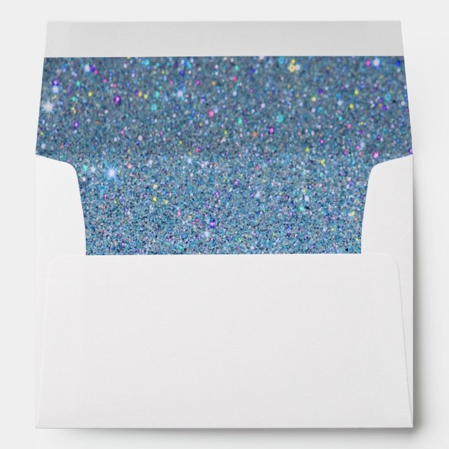 White Envelope, Sky Blue Glitter Lined Envelope (Back (Bottom))