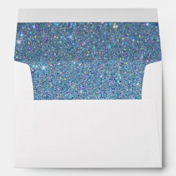 White Envelope  Sky Blue Glitter Lined Envelope by Mintleafstudio at Zazzle