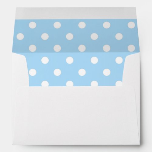 White Envelope Sky Blue Polka Dot Lined Envelope