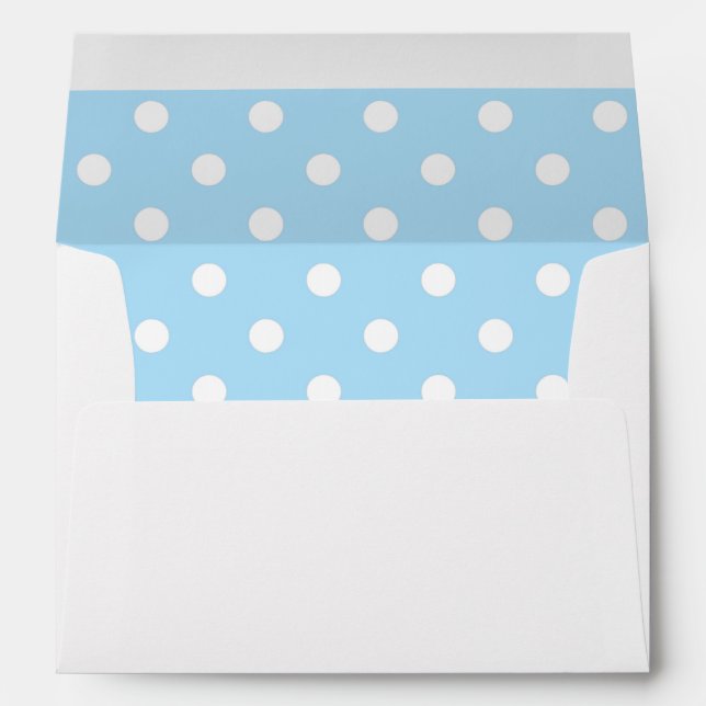 White Envelope, Sky Blue Polka Dot Lined Envelope (Back (Bottom))