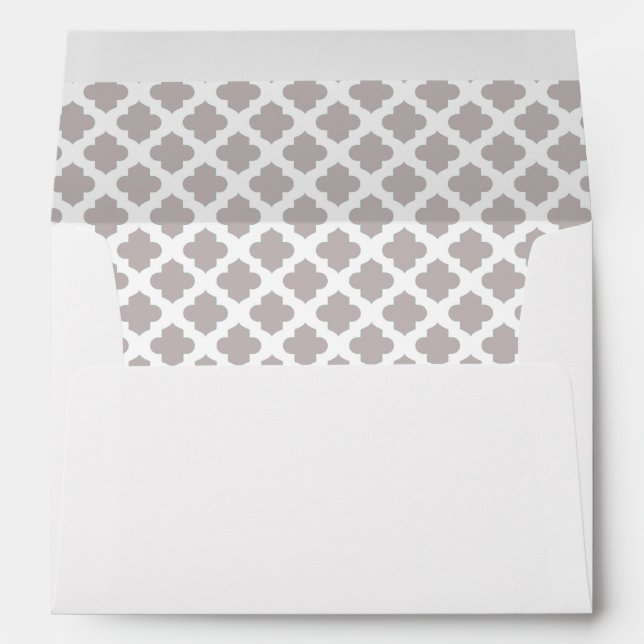 White Envelope Taupe Quatrefoil Lined (Back (Bottom))