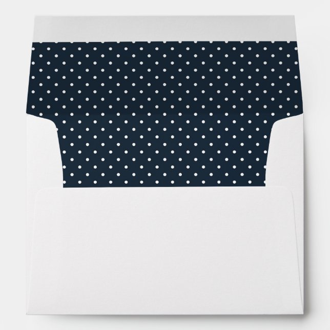 White Envelope with Blue & White Polka Dot Pattern (Back (Bottom))