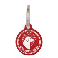 White Epileptic Dog Drawing On Red Epilepsy Alert Pet ID Tag Zazzle