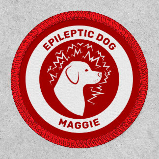 White Epileptic Dog On Red Epilepsy Alert & Name Patch