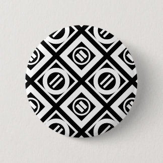 White Equal Sign Geometric Pattern on Black Button
