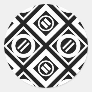 White Equal Sign Geometric Pattern on Black Classic Round Sticker