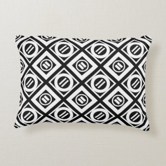 White Equal Sign Geometric Pattern on Black Decorative Pillow