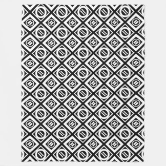 White Equal Sign Geometric Pattern on Black Fleece Blanket