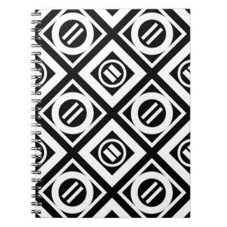 White Equal Sign Geometric Pattern on Black Notebook