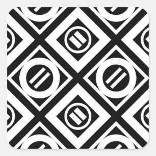 White Equal Sign Geometric Pattern on Black Square Sticker