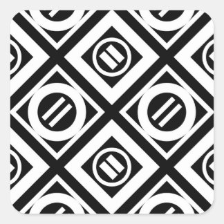 White Equal Sign Geometric Pattern on Black Square Sticker