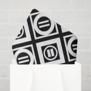 White Equal Sign Geometric Pattern on Black Tissue Paper