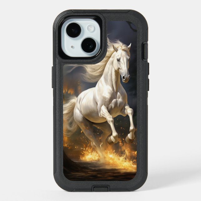 White Equestrian  iPhone 15 Case (Back)
