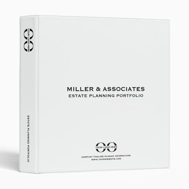 White Estate Planner Binder with Logo (Front/Spine)