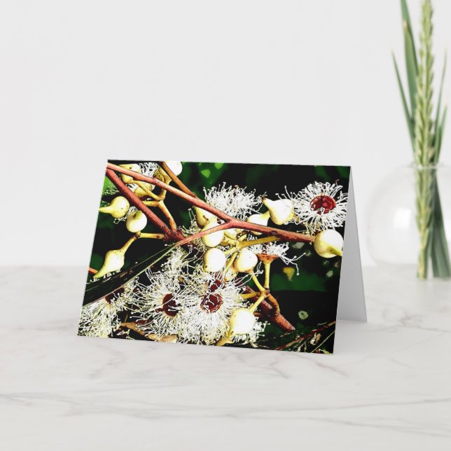 white eucalyptus flowers holiday card (Front)