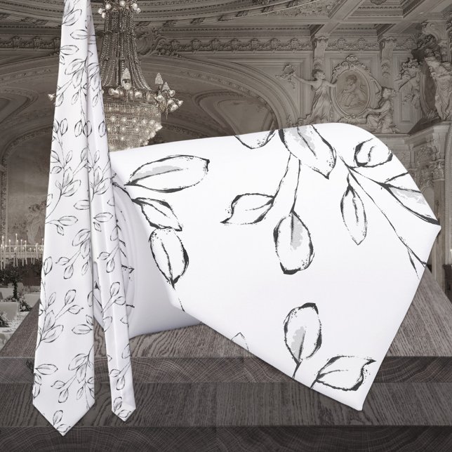 White Eucalyptus Greenery Wedding Neck Tie (Creator Uploaded)