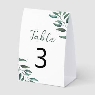 White Eucalyptus Triangle Table Number Paper Table Tent