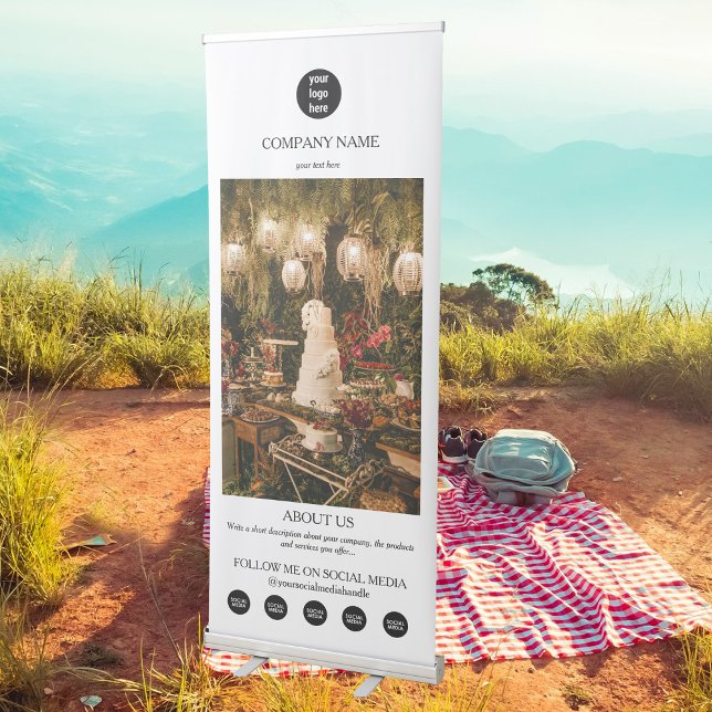 White Event Planning Business Photo Social Media  Retractable Banner (White Event Planning Business Photo Social Media Retractable Banner)