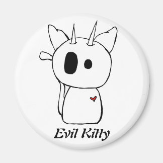 White Evil Kitty Magnet
