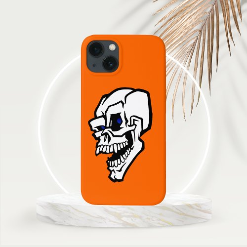 White Evil Skull with Blue Eyes iPhone 13 Case