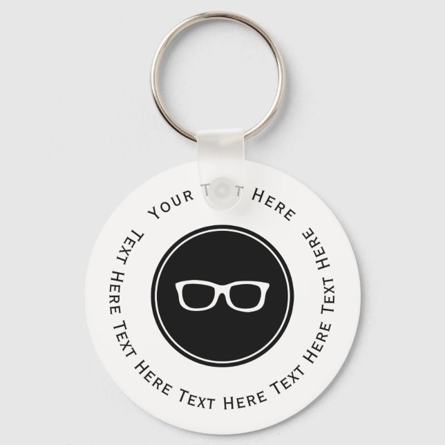 White Eye Glasses Keychain (Front)