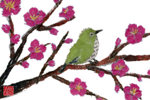 Oriental Kitchen Towels Zazzle White Eye Plum Tree Bird Kitchen Towel